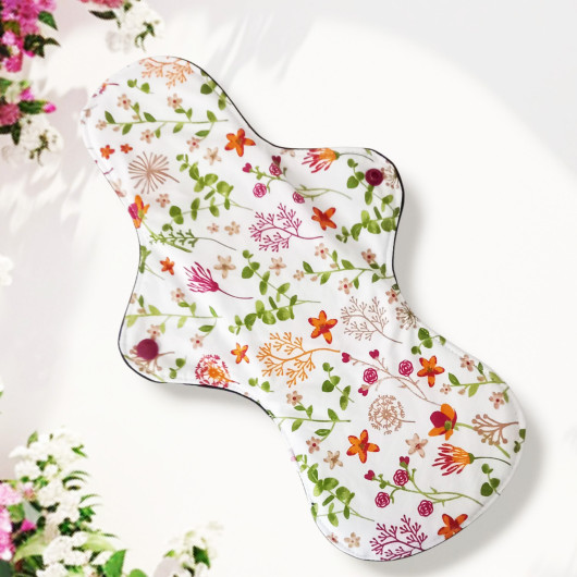 Pack 7 serviettes hygiéniques lavables - FLEURS DES CHAMPS - (XL/ NUIT)