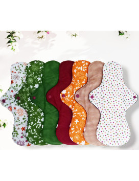Verpakking met 7 wasbare maandverbanden - WILDBLOEMEN - (XL/NACHT)