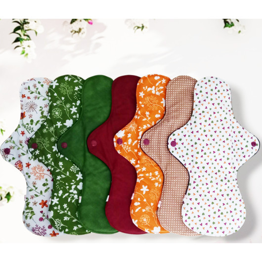 Paquete de 7 compresas lavables - FLORES DE CAMPO - (XL/NOCHE)