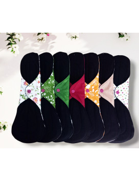 Pack 7 serviettes hygiéniques lavables - FLEURS DES CHAMPS - (XL/ NUIT)