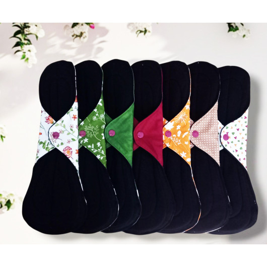 Pack 7 serviettes hygiéniques lavables - FLEURS DES CHAMPS - (XL/ NUIT)