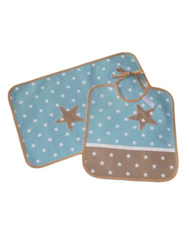 Bib kit and children's table set - BLUE WHITE -