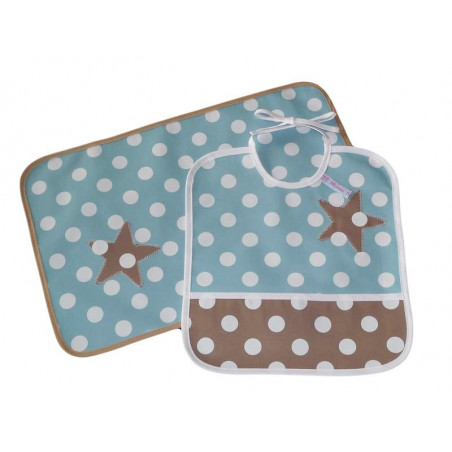 babero infantil kit y mantel - dulce estrella -