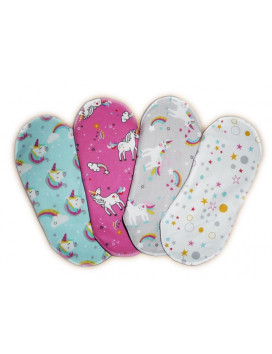 Set di 4 assorbenti igienici lavabili UNICORNI (M)